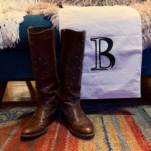 Liberty Black Brown Studded Leather Western Boots